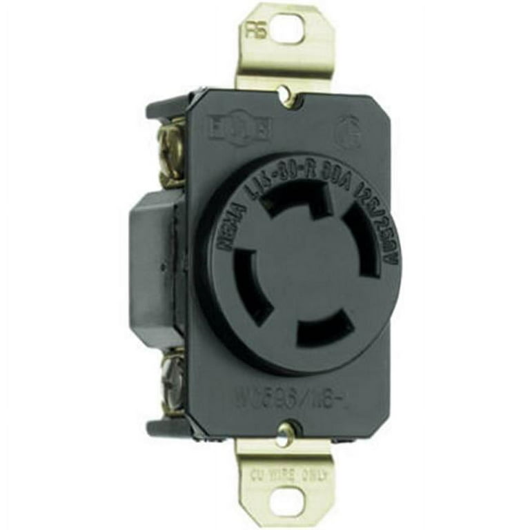 Legrand 30 Amp 250-Volt 3-Wire Grounding Locking Single Outlet - Black Legrand 30 Amp 250-Volt 3-Wire Grounding Locking Single Outlet - Black