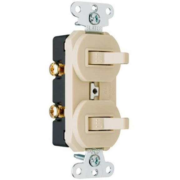 Pass & Seymour 690IGCCC5 15A Combination Device 2 Single Pole Switches, Ivory