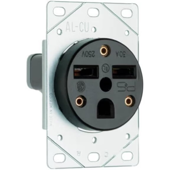 Legrand Pass & Seymour 250 VAC 30A NEMA 6-30R Black Flush Power Outlet Receptacle