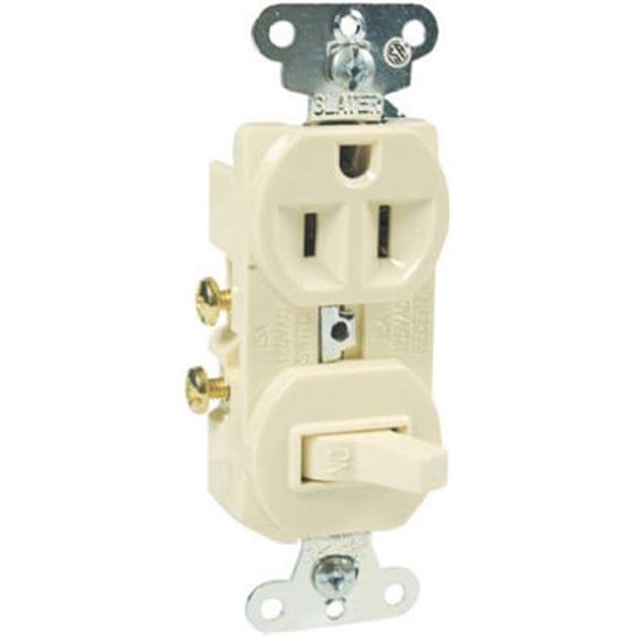 Legrand-Pass & Seymour 691ICC6 Combination Single Pole 15-Amp 120-volt Switch 15A Receptacle, Ivory
