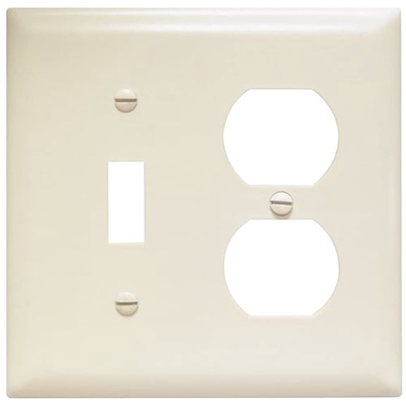Legrand - Pass & Seymour TP18LACC12 Trade Master Nylon Combination Openings Wall Plate with One Toggle Switch and One Duplex Receptacle Opening, Two Gang, Light Almond