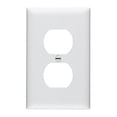 thumbnail image 1 of Pass and Seymour TP8-W White Single Gang Duplex Receceptacle Wall Plate, 1 of 2