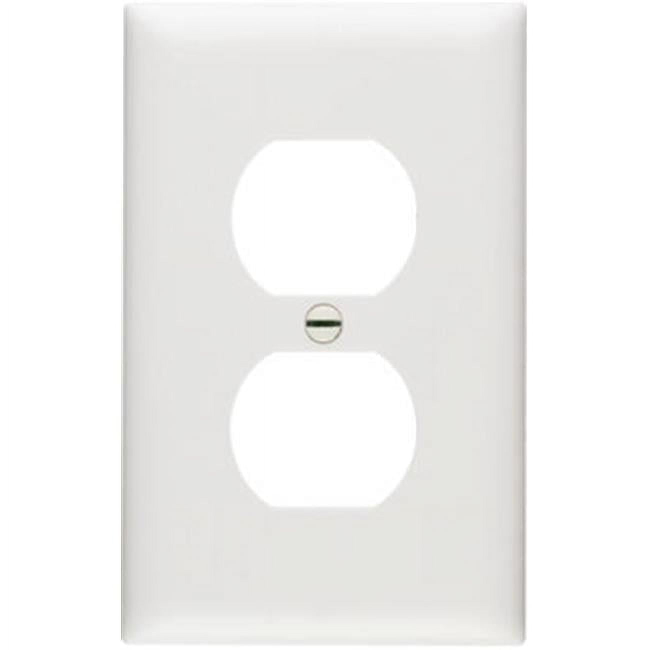 White Plastic Resin Duplex Outlet Wall Plate, 1-Gang, 10-Pack