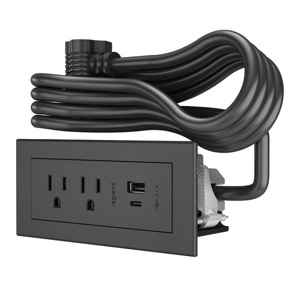 Legrand Plug-In Charger,2.5" H x 5.8" W x 2.1" D RDZCBK10