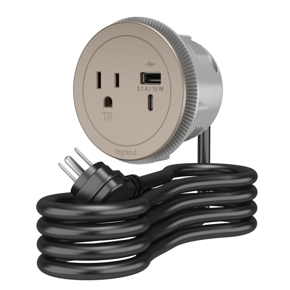 Legrand Plug-In Charger,3.0" H x 3.0" W x 2.0" D RFPCRUAUC-NI10