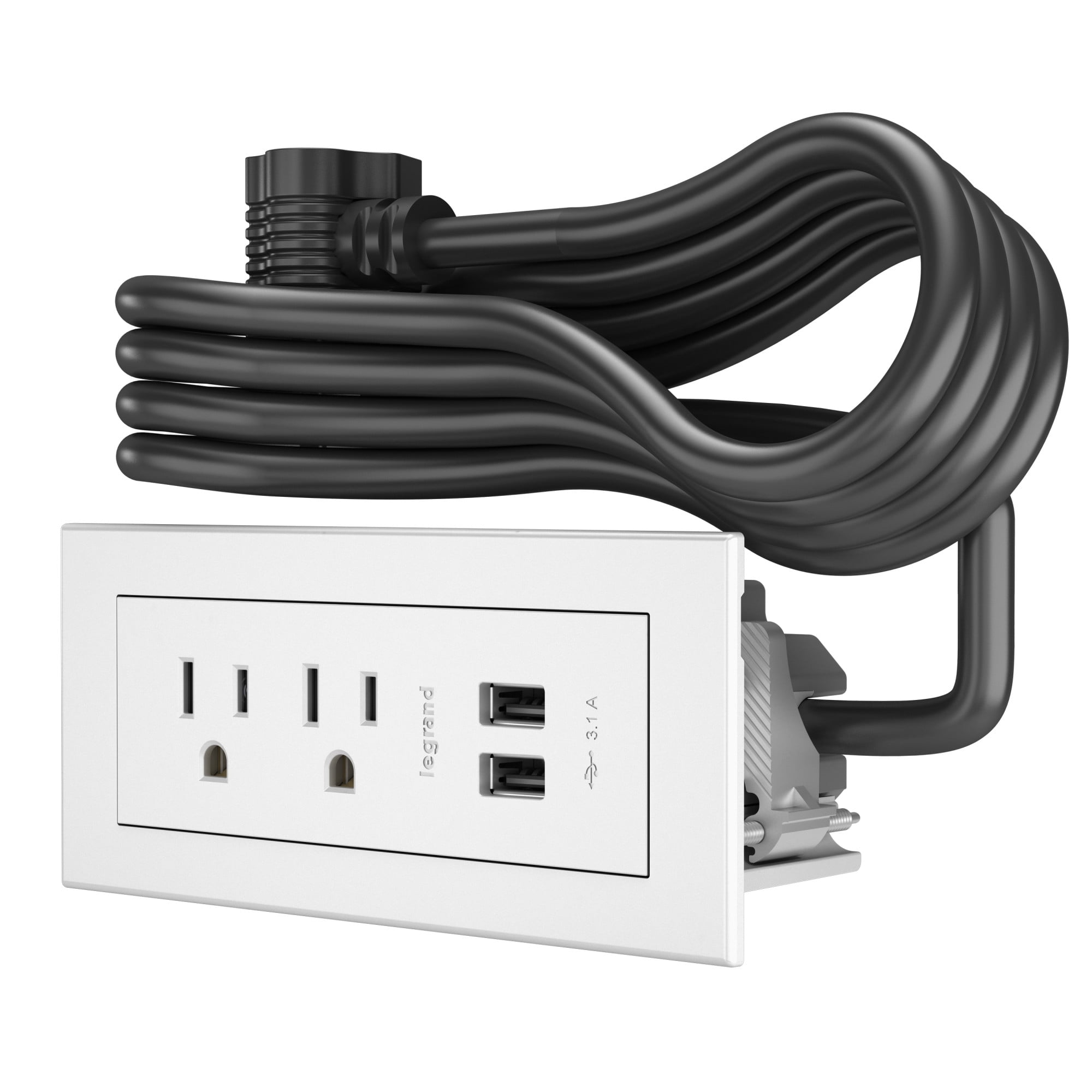 White Tamper-Resistant Power Distribution Unit with USB Ports