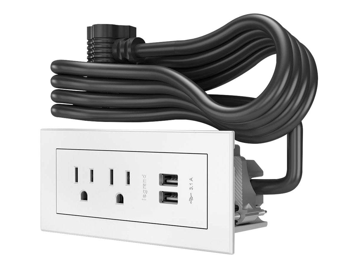 White Tamper-Resistant Power Distribution Unit with USB Ports