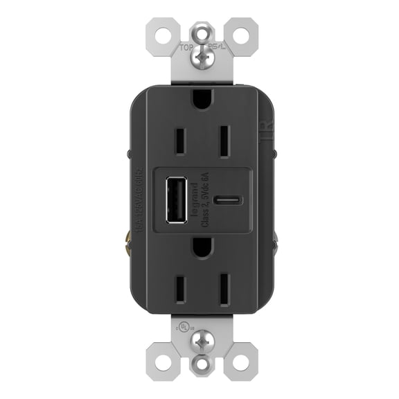 Legrand R26usbac6 Radiant 6 Ampere Tamper Resistant Electrical Outlet - Black