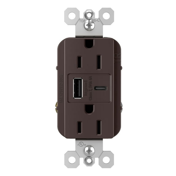 Legrand R26USBAC6DBCCV4 Radiant 6 Ampere Tamper Resistant Electrical Outlet - Bronze