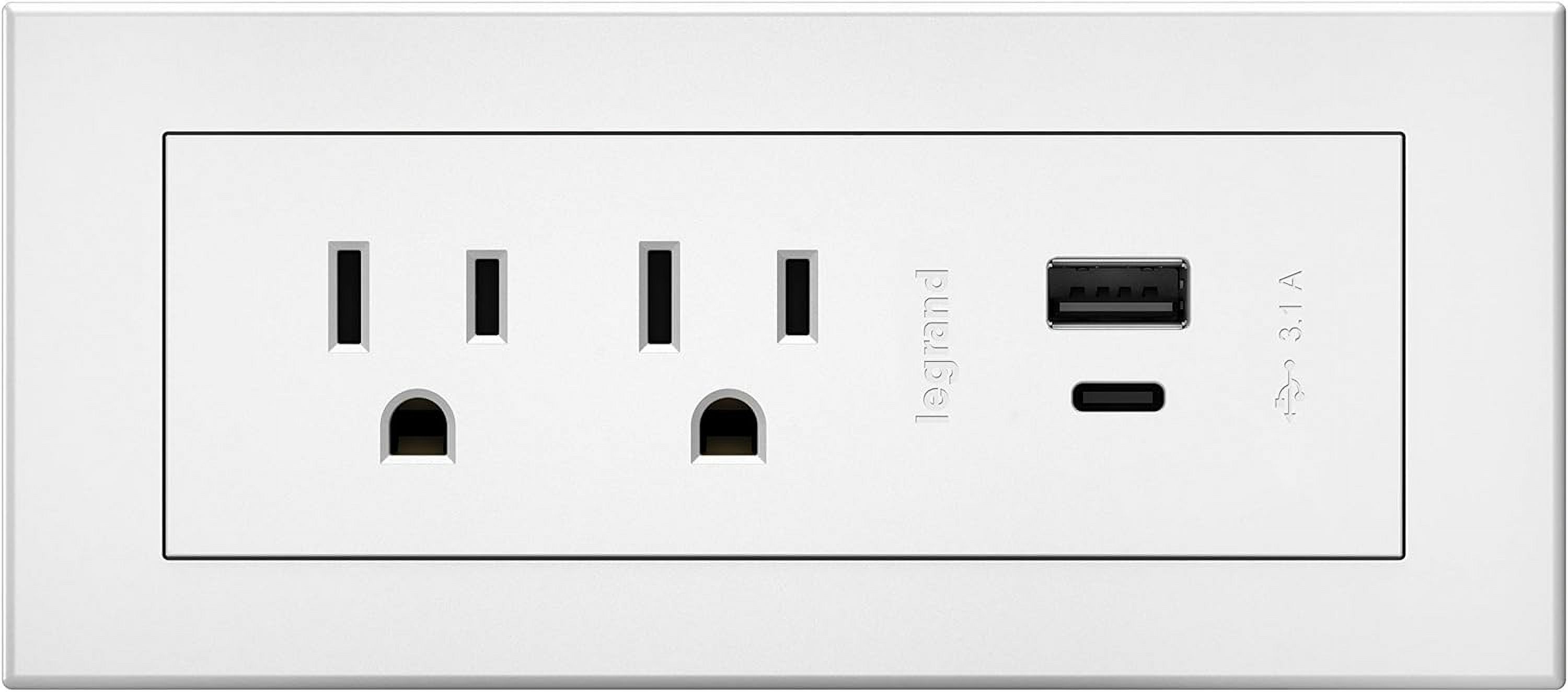 Legrand Wiremold Radiant Furniture Power Center – Recessed Power Strip With 2 Outlets & USB, 10-Foot Cord, White