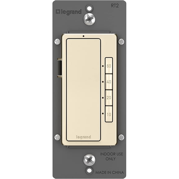 Legrand Radiant Digital Countdown Timer Rocker Light Switch, For Lighting Control, with Locator & Time Indicator, 60/40/20/10 Minute Settings, RT2LACCV4, Light Almond, 1 Count