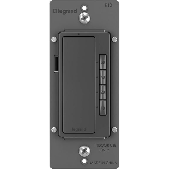 Legrand Radiant RT2BK Digital Countdown Timer with Locator Light and Time Indicator, 60, 40, 20 10 Minute Settings, Black (1 Count)