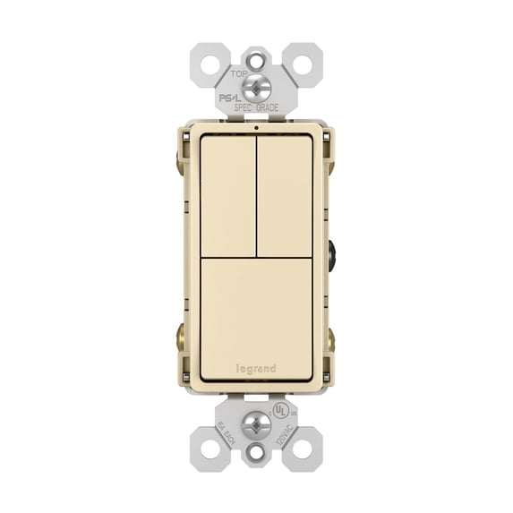 TM8111LACC 2 SINGLE 1w & 1 SINGLE POLE 3w pole decora switch 15amp 120/277 volt light almond qty 1
