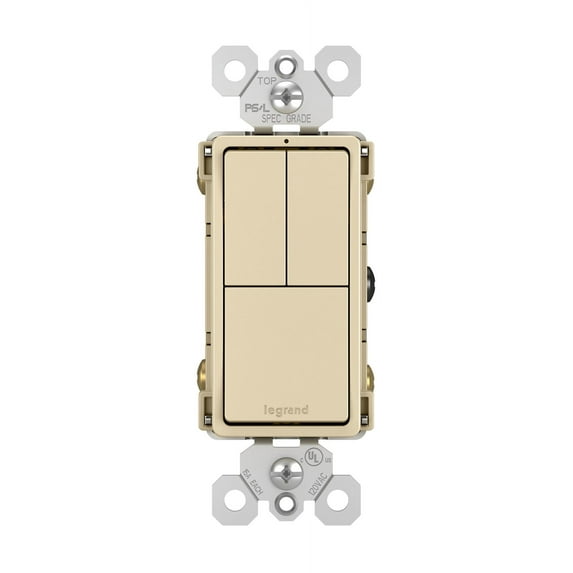 TM8111ICC tm8111icc 2 SINGLE 1w & 1 SINGLE POLE 3w pole decora switch 15amp 120/277 volt ivory qty 1