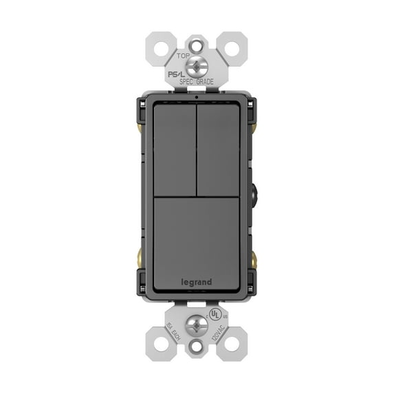 Legrand RCD113BK Radiant 15 Ampere Combination Single Pole/Single Pole/3-Way Light Switch