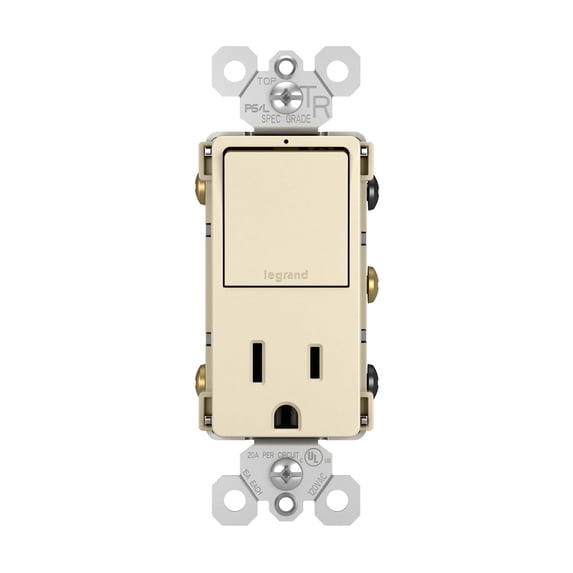 Legrand RCD38TRLA Radiant 15 Ampere Combination Tamper Resistant Outlet And 3-Way Light