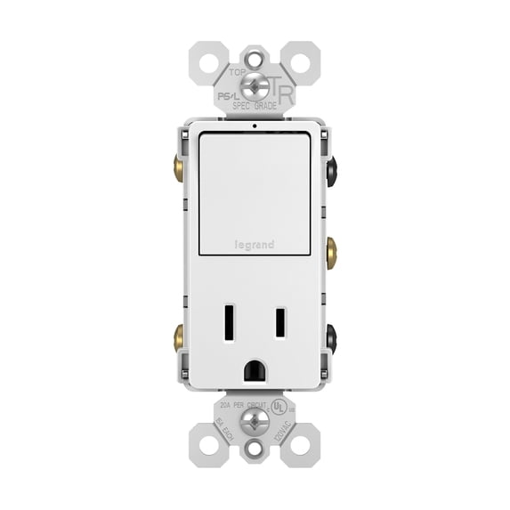 Legrand RCD38TRW Radiant 15 Ampere Combination Tamper Resistant Outlet And 3-Way Light