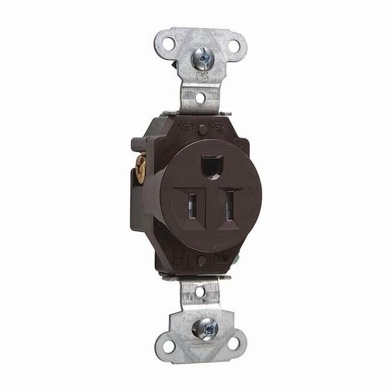 Straight Blade Receptacle, 5-15R, 15 A, 125V AC, 2 Pole, 3 Wire, Flush Mount, Grounded
