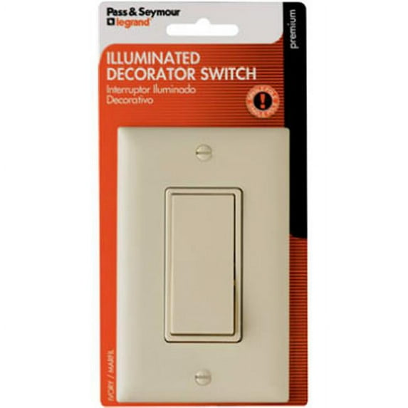 Legrand TM870ISLCCC5WP Pass & Seymour Ivory Single-Pole Premium Decorator Lighted Switch - Quantity 1
