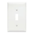 thumbnail image 1 of Pass & Seymour Legrand TP1-W 1-Gang Toggle Switch Wall Plate, Trademaster Size, Unbreakable Nylon Cover, White, 1 of 2