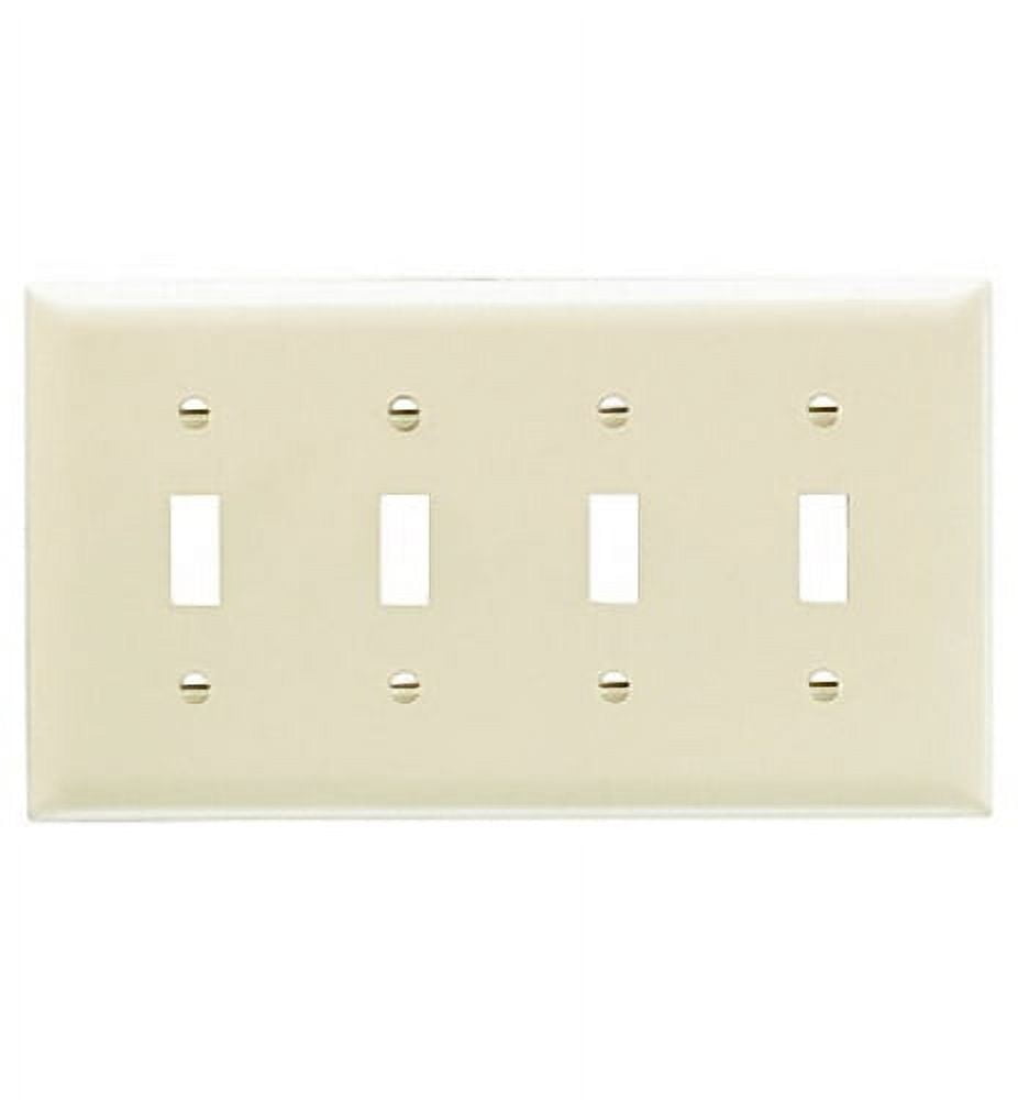 White 4-Gang Unbreakable Nylon Toggle Wall Plate