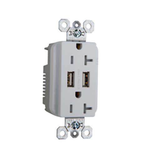 TR5362USBW 20a 125v spec grade 2 usb chargers and duplex tamper resistant receptacles white qty 1
