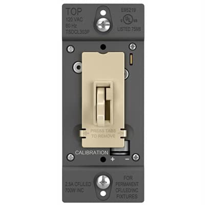 Pass & Seymour TSDCL303PICCV6 CFL/LED Toggle Dimmer Switch, Ivory - Quantity 1