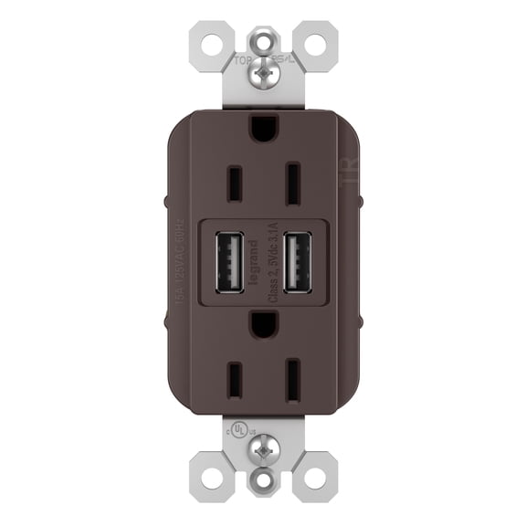 Pass & Seymour TM826USBDBCCV4 Bronze Combo USB Charger