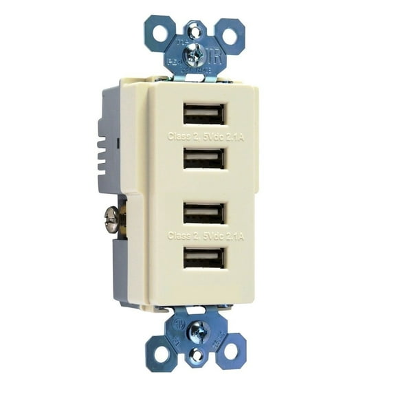 Legrand Tm8usb4 Radiant Quad Usb-A Outlet Charger - Light Almond
