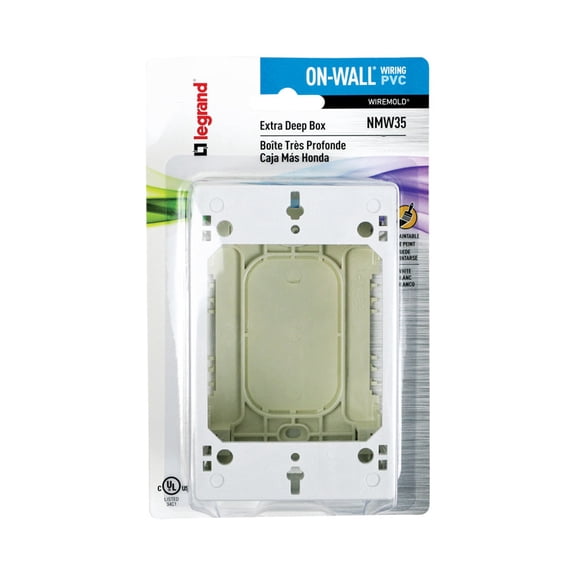 Wiremold Nonmetallic Raceway Extra Deep Outlet Box - Durable - 1 Gang, White