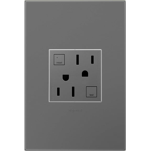 Legrand adorne 15A GFCI Tamper-Resistant Outlet with Matching Wall Plate (Magnesium Finish), AGFTR2152M4WP Standard Outlet with Wall Plate Magnesium