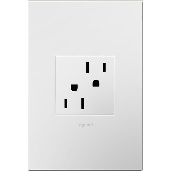 Legrand adorne 15A Tamper-Resistant Outlet With Matching Wall Plate in Gloss White Finish, ARTR152W4WP, 4-Pack