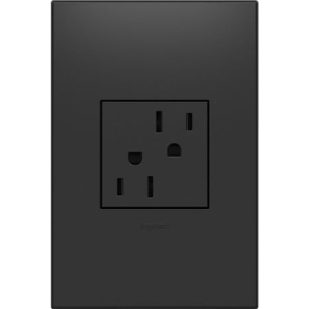 Legrand adorne 15A Tamper-Resistant Outlet With Matching Wall Plate in Graphite Finish, ARTR152G4WP