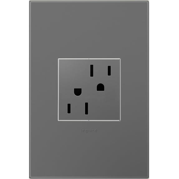 Legrand adorne 15A Tamper-Resistant Outlet With Matching Wall Plate in Magnesium Finish, ARTR152M4WP, 12-Pack