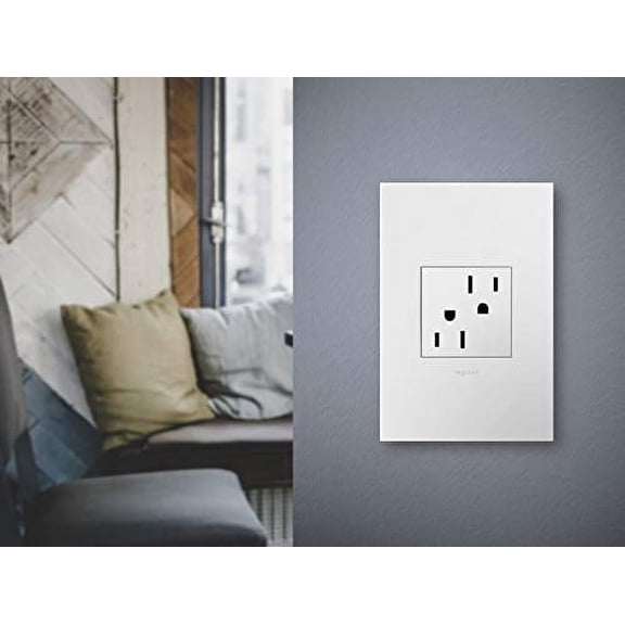 Legrand adorne 15A Tamper-Resistant Outlet with Matching Wall Plate (White Finish, 4 Pack), ARTR152W4WP-4PK