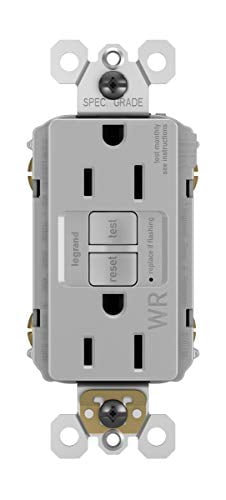 Gray Tamper Resistant GFCI Duplex Outlet with Indicator Light