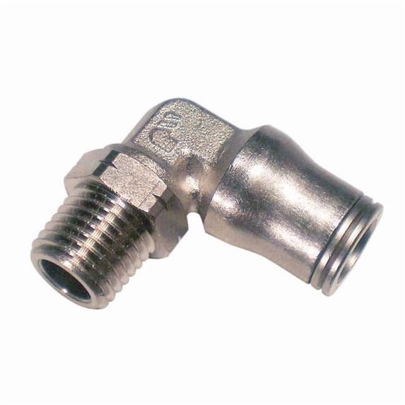 Push-Fit Elbow Fitting, 3/8 in Tube Size, Brass, Silver 3609 60 18