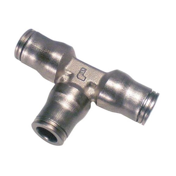 Legris Push-Fit Tee Fitting, 1/2 in Tube Size, Brass, Silver 3604 62 00