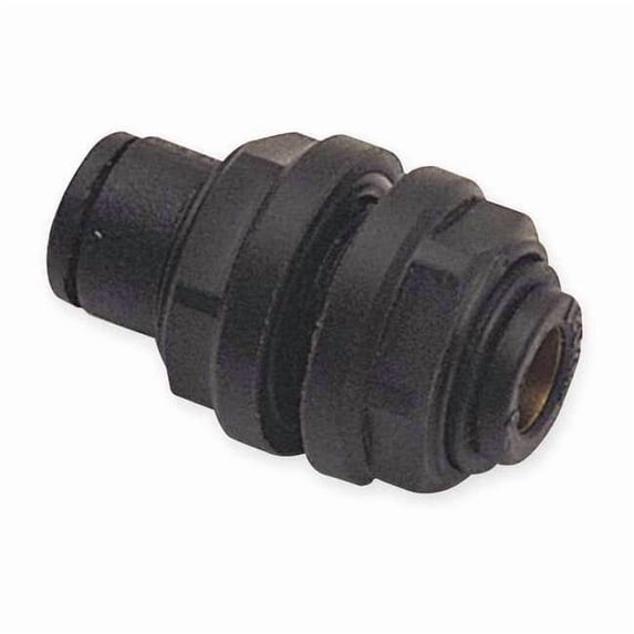 Push-Fit Union Fitting, 5/16 in or 8mm Tube Size, Fiberglass-Reinforced Nylon, Black, 10 PK