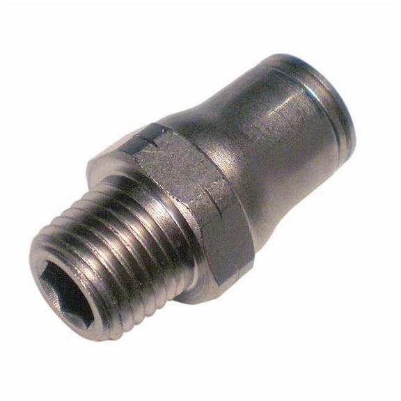 Push-Fit Adapter Fitting, 13/32 in Tube Size, Brass, Silver 3675 10 17