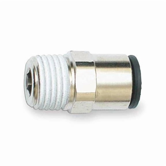 Push-Fit Adapter Fitting, 5/32 in or 4mm Tube Size, Brass, Silver, 10 PK