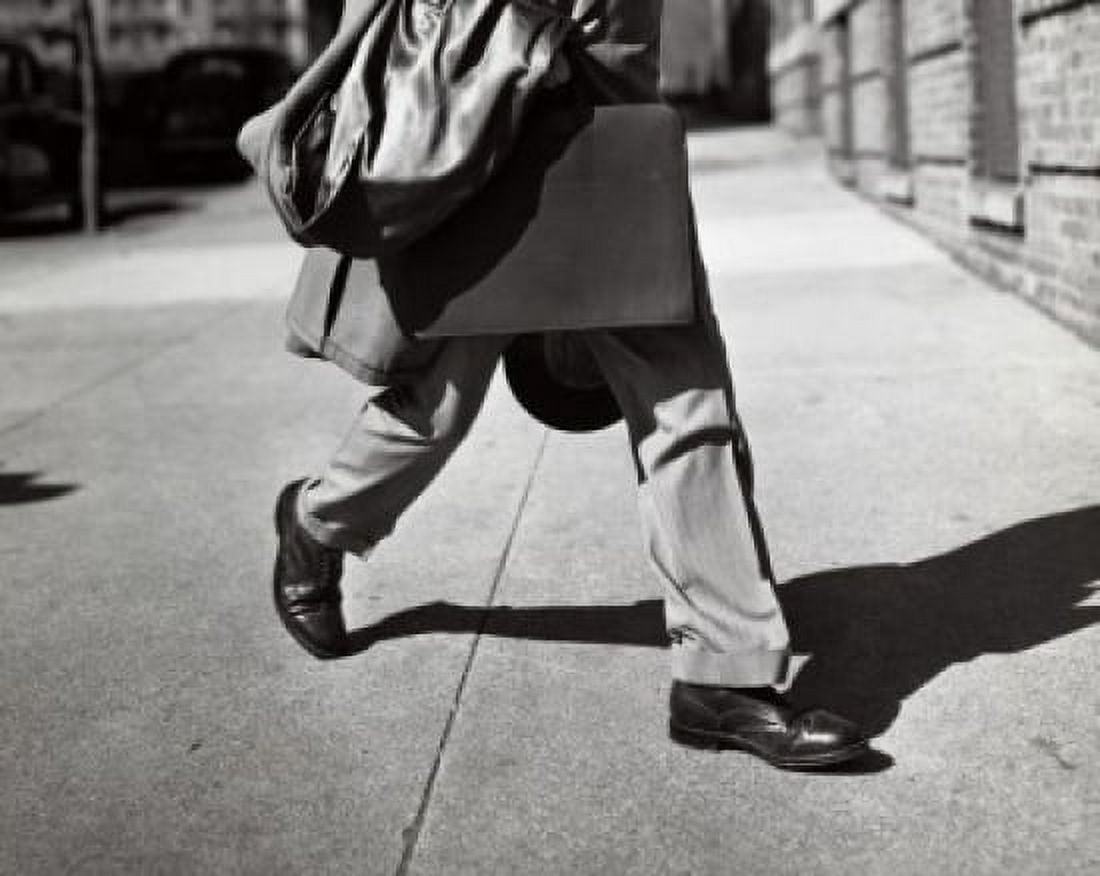Legs of a businessman walking with a briefcase Canvas Art - (18 x 24)