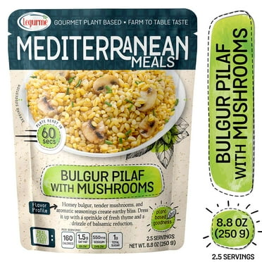Legurme Ready to Eat Bulgur Pilaf Mushrooms, Plant Based, Vegan, NO Preservatives, NO Colorants, NO Artificial Flavors, 8.8 oz