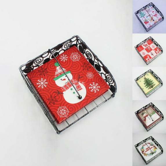 Legxiet 20Pcs/Lot Facial Tissue Delicate Skin-Friendly Paper Soft Christmas Tree Wreath Printed Napkins for Party