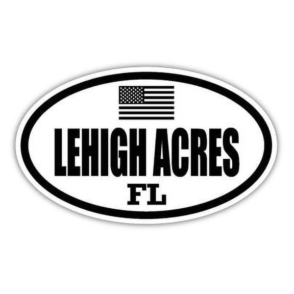 Lehigh Acres FL Florida Lee County Stealthy Subdued Old Glory US Flag Oval Euro Decal Bumper Sticker 3M Vinyl 3" x 5"