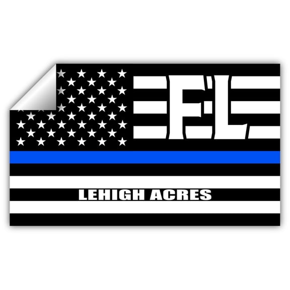 Lehigh Acres FL Florida Lee County Thin Blue Line Stealthy USA Flag - Honoring Law Enforcement Officers Flags - Blue Lives Matter Euro Decal Bumper Sticker 3M Vinyl 3" x 5"