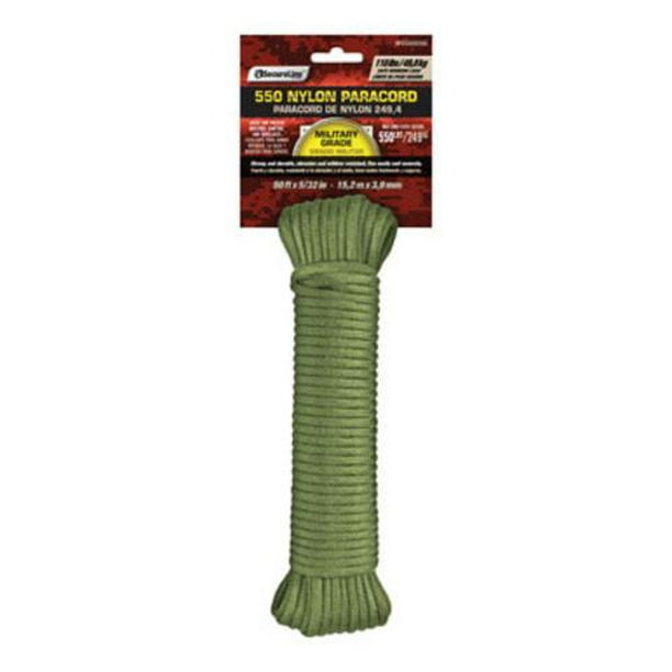 Lehigh NPC5503250G Paracord, 110 lb Working Load Limit, 50 ft L, 5/32