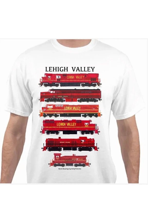 Lehigh Valley Red Locomotives Railroad T-Shirt by Andy Fletcher