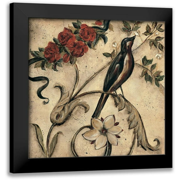 Lehman, Laurel 15x15 Black Modern Framed Museum Art Print Titled - Crimson Song Bird 1
