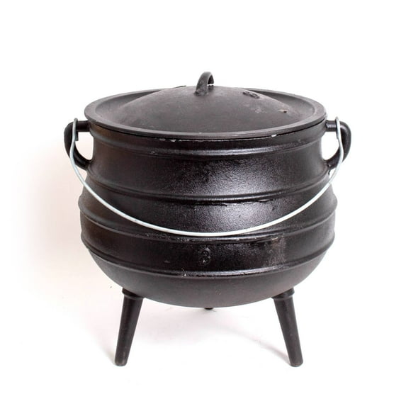 Lehman's Campfire Cooking Kettle Pot - Cast Iron Potje Dutch Oven with 3 Legs and Lid, 15.25 inch, 4.75 Gallon